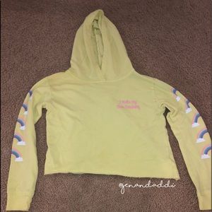 JUSTICE GIRLS CROPPED RAINBOW HOODIE